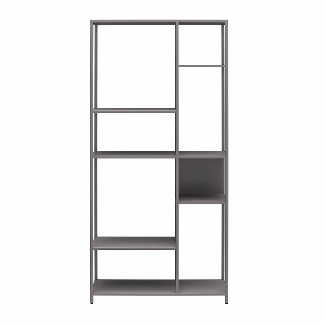 Shadwick Metal Bookcase with Six Variating-Sized Shelves - Graphite Grey