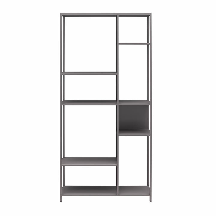 Shadwick Metal Bookcase with Six Variating-Sized Shelves - Graphite Grey