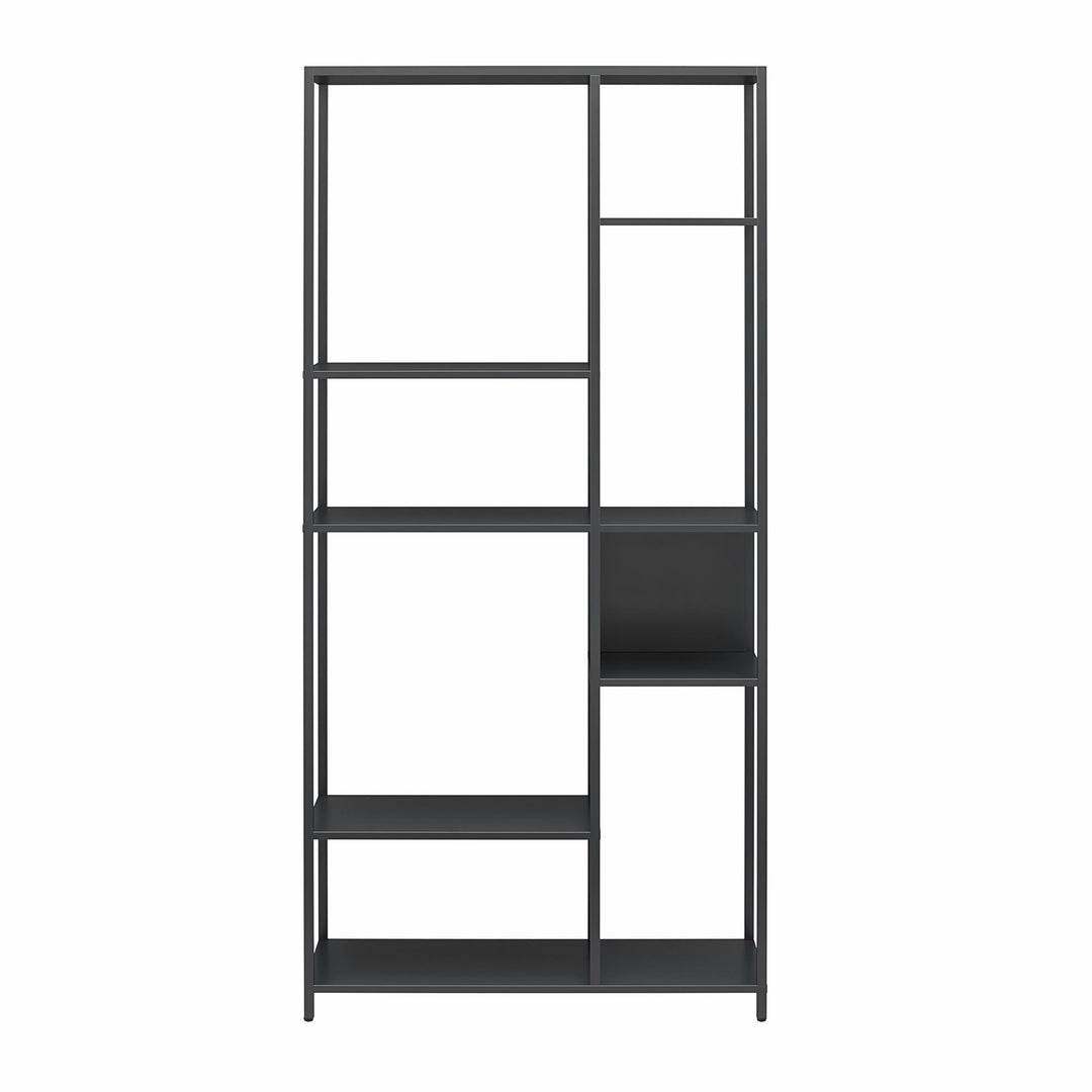 Shadwick Metal Bookcase with Six Variating-Sized Shelves - Black