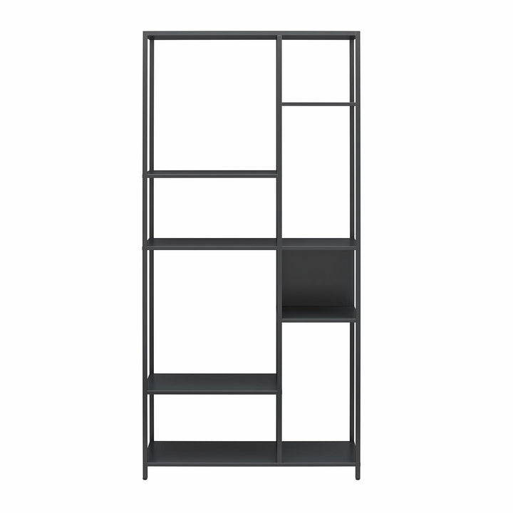 Shadwick Metal Bookcase with Six Variating-Sized Shelves - Black