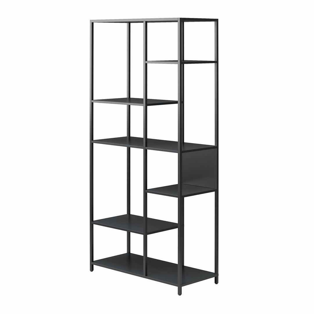 Shadwick Metal Bookcase with Six Variating-Sized Shelves - Black
