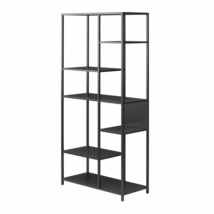 Shadwick Metal Bookcase with Six Variating-Sized Shelves - Black
