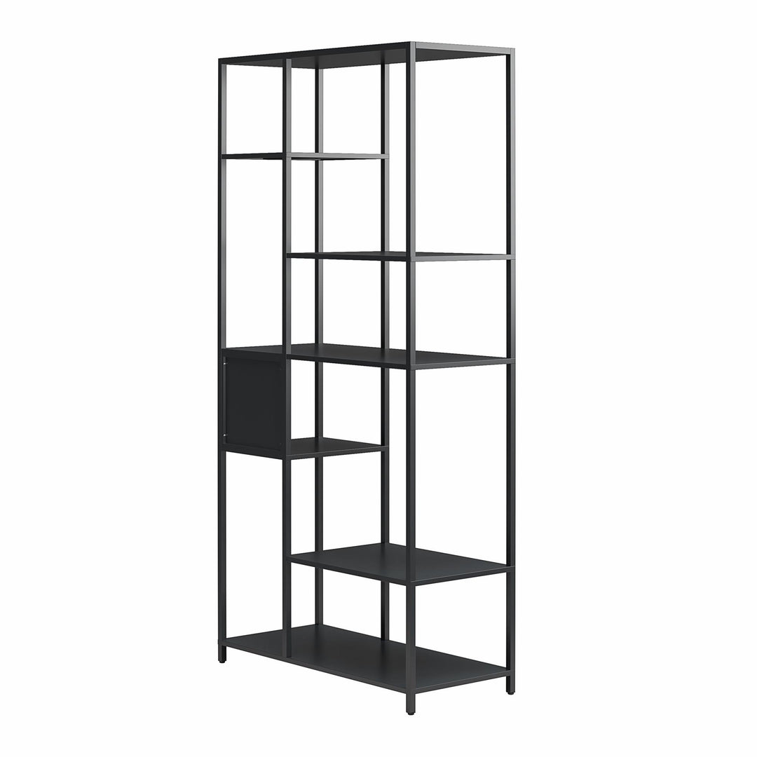 Shadwick Metal Bookcase with Six Variating-Sized Shelves - Black