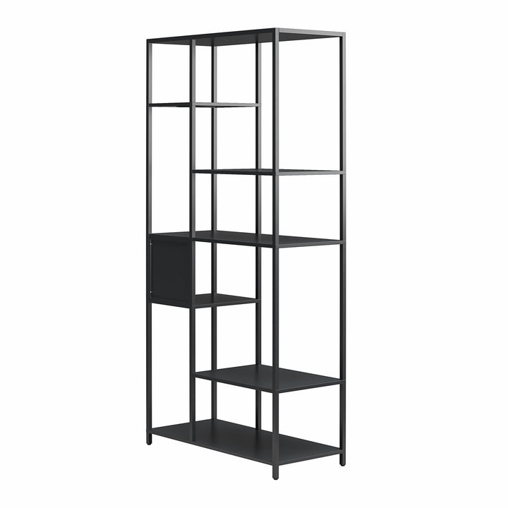 Shadwick Metal Bookcase with Six Variating-Sized Shelves - Black