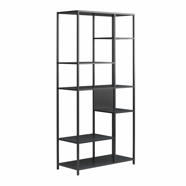 Shadwick Metal Bookcase with Six Variating-Sized Shelves - Black