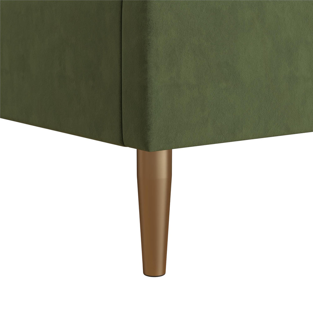 Daphne Velvet Upholstered Bed with Channel Tufted Headboard - Olive Green Velvet - Queen