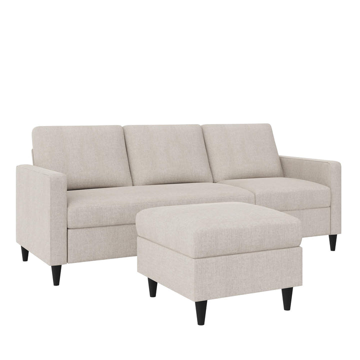 Coral Upholstered Reversible Sectional Sofa - Beige