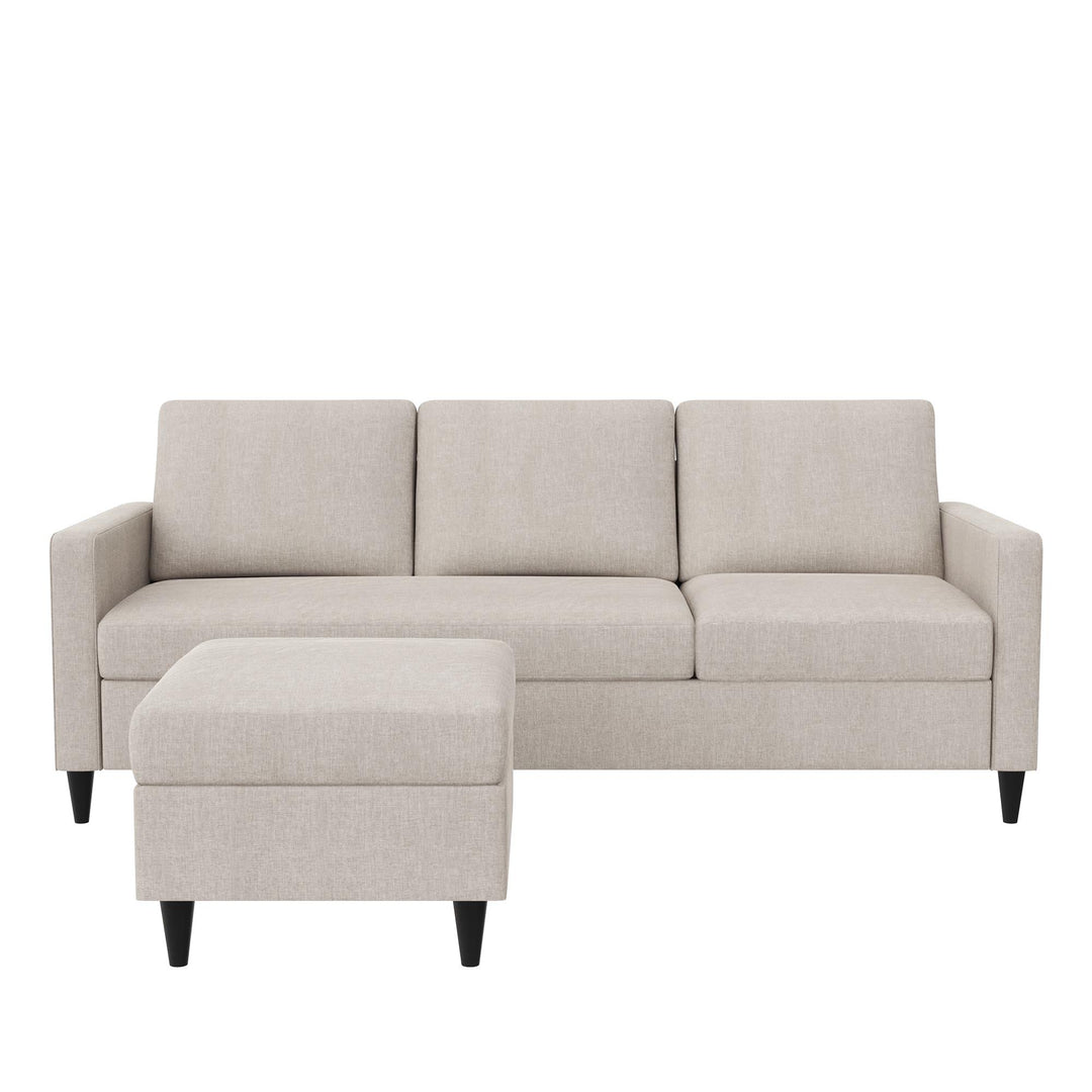 Coral Upholstered Reversible Sectional Sofa - Beige