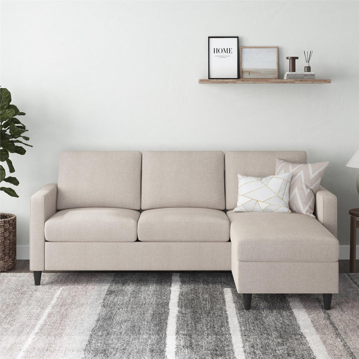 Coral Upholstered Reversible Sectional Sofa - Beige