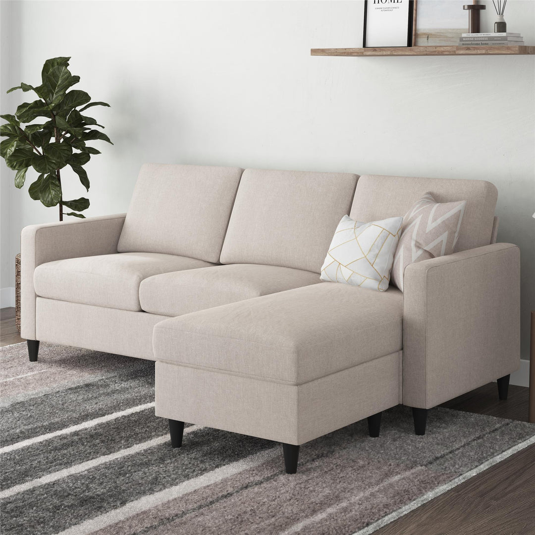 Coral Upholstered Reversible Sectional Sofa - Beige