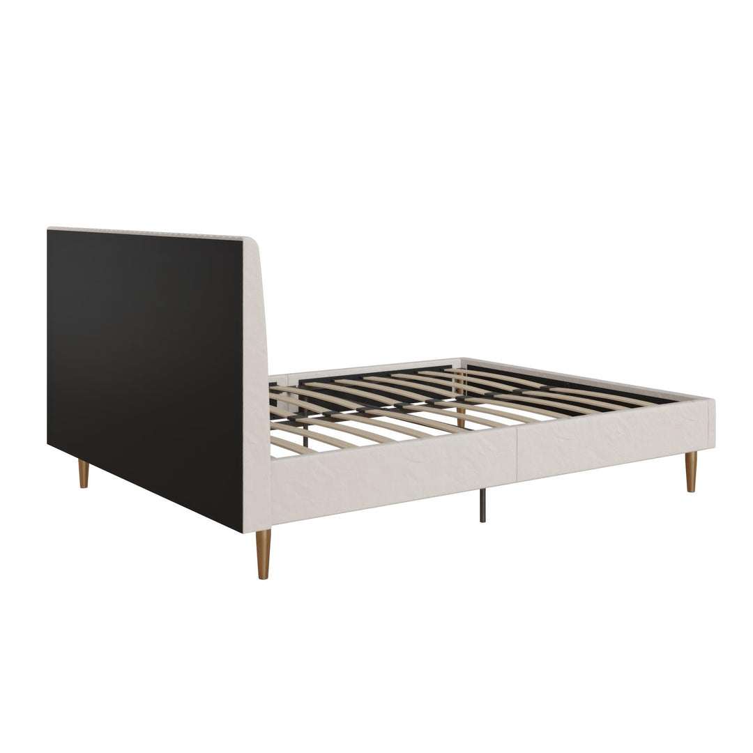Daphne Velvet Upholstered Bed with Channel Tufted Headboard - Ivory - Queen