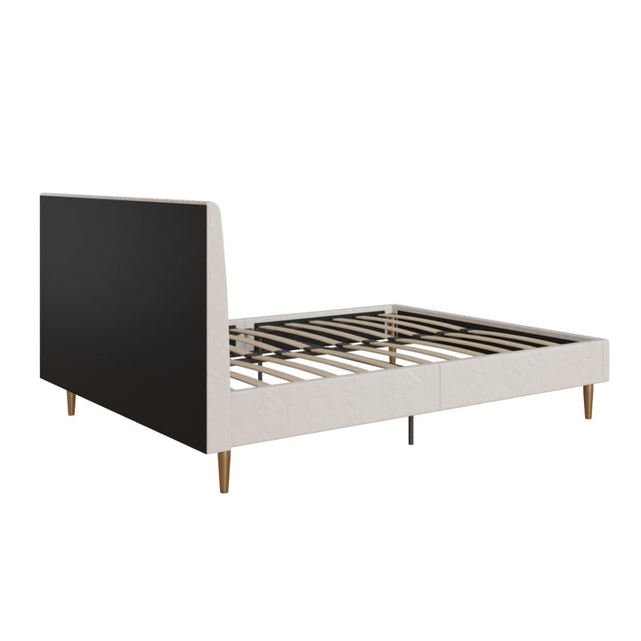 Daphne Velvet Upholstered Bed with Channel Tufted Headboard - Ivory - Queen