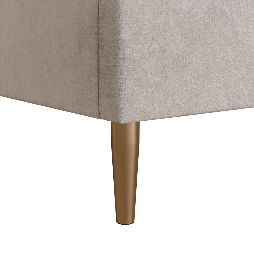 Daphne Velvet Upholstered Bed with Channel Tufted Headboard - Ivory - Queen