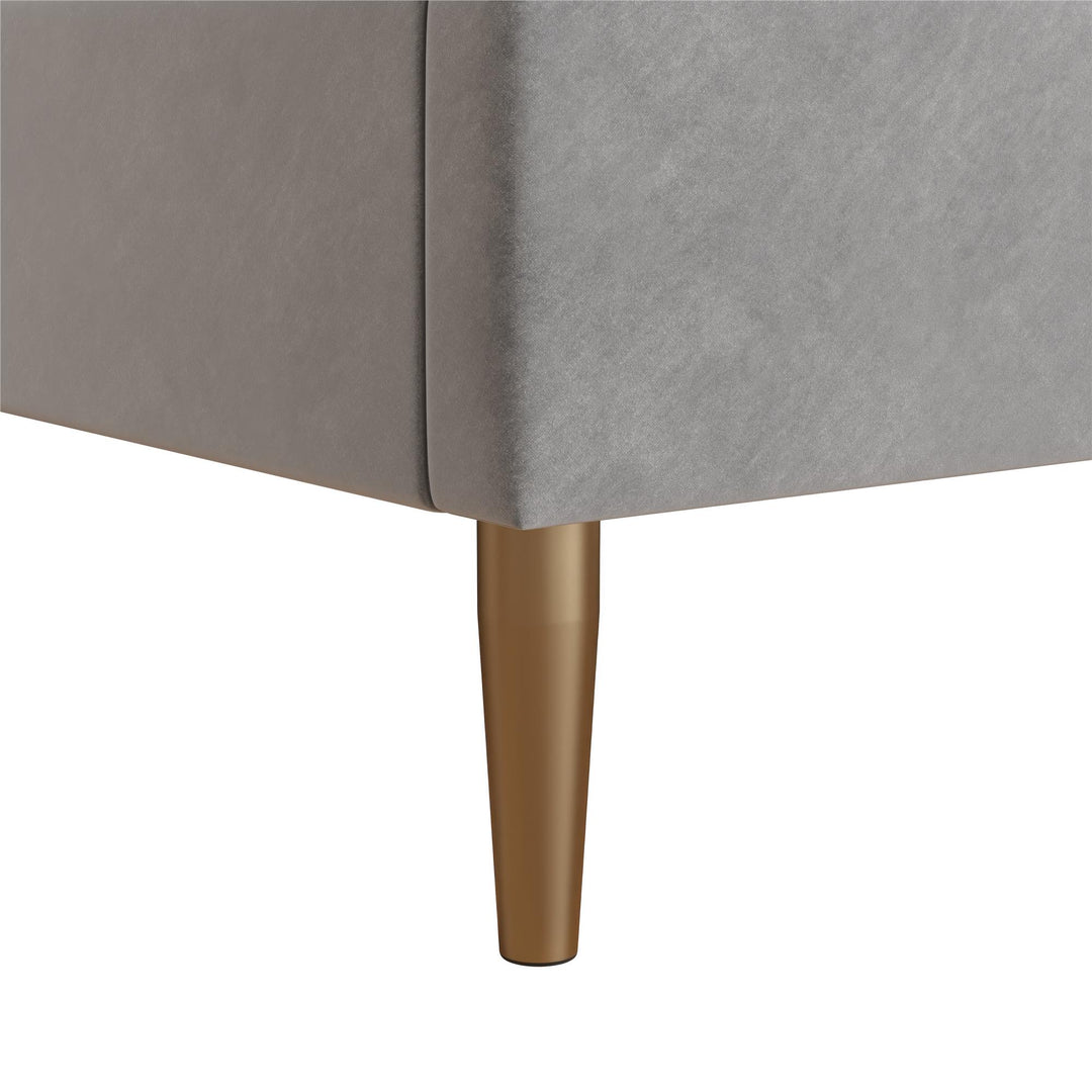 Daphne Velvet Upholstered Bed with Channel Tufted Headboard - Light Gray - Queen