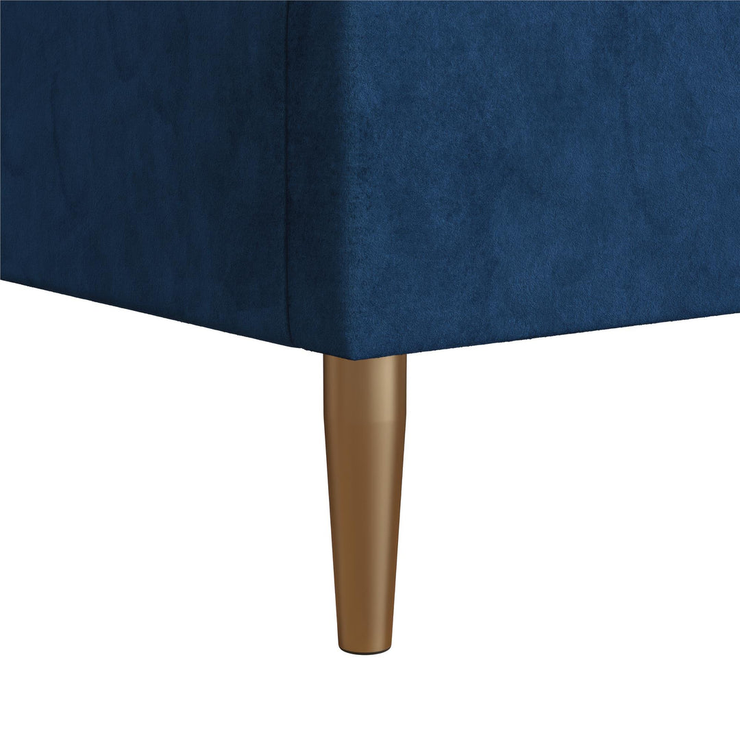 Daphne Velvet Upholstered Bed with Channel Tufted Headboard - Blue - Queen