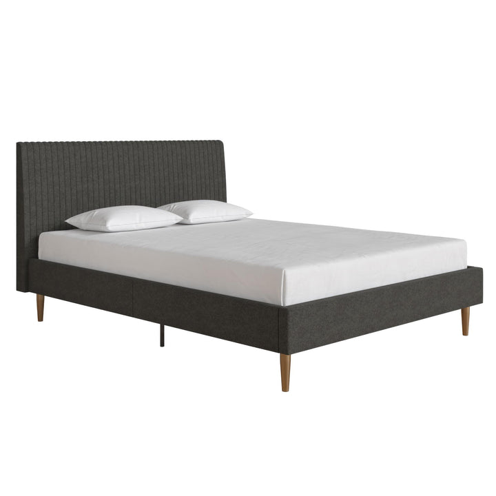 Daphne Velvet Upholstered Bed with Channel Tufted Headboard - Dark Gray - Full