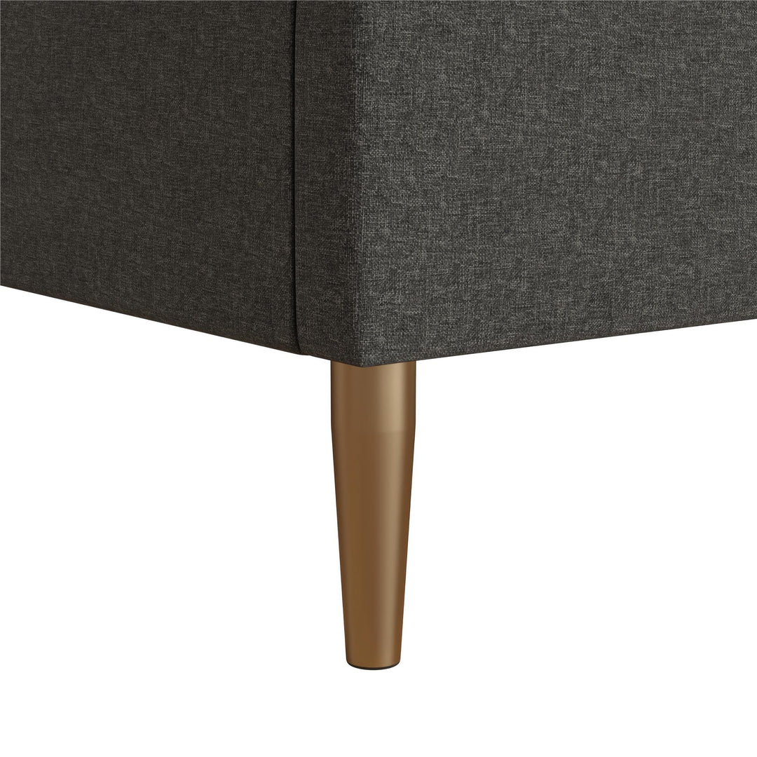 Daphne Velvet Upholstered Bed with Channel Tufted Headboard - Dark Gray - Full