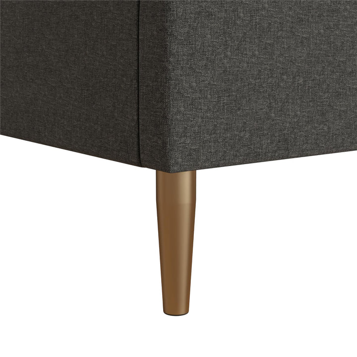 Daphne Velvet Upholstered Bed with Channel Tufted Headboard - Dark Gray - Full
