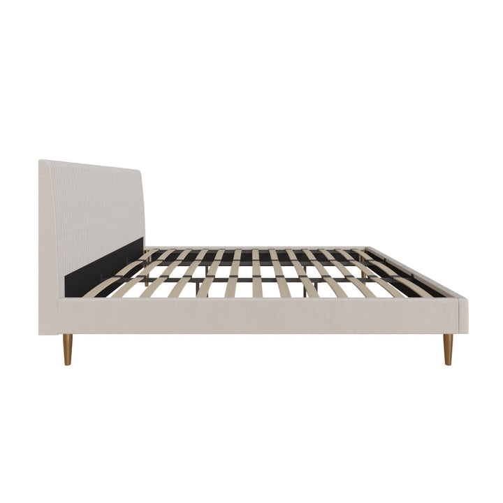 Daphne Velvet Upholstered Bed with Channel Tufted Headboard - Ivory - King