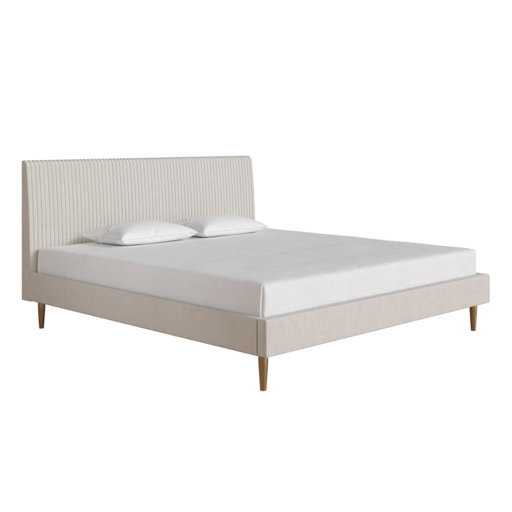 Daphne Velvet Upholstered Bed with Channel Tufted Headboard - Ivory - King