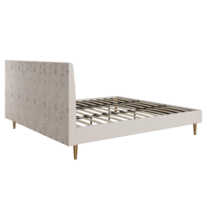 Daphne Velvet Upholstered Bed with Channel Tufted Headboard - Ivory - King