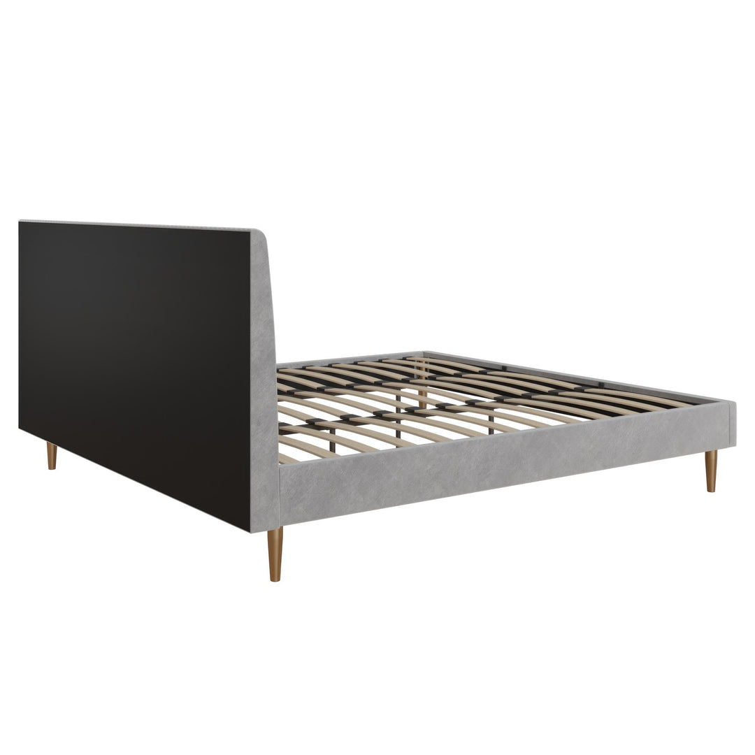 Daphne Velvet Upholstered Bed with Channel Tufted Headboard - Light Gray - King