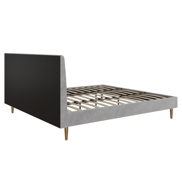 Daphne Velvet Upholstered Bed with Channel Tufted Headboard - Light Gray - King
