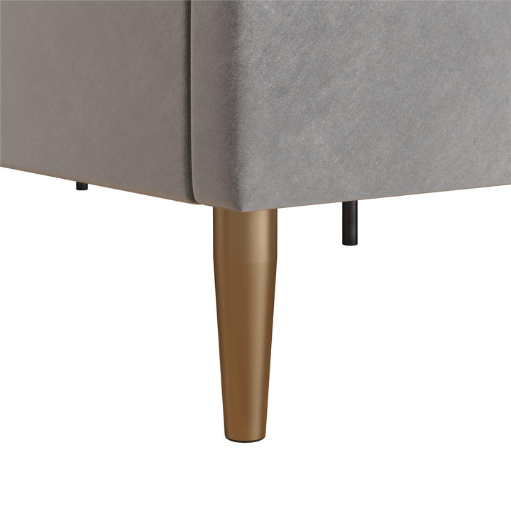 Daphne Velvet Upholstered Bed with Channel Tufted Headboard - Light Gray - King