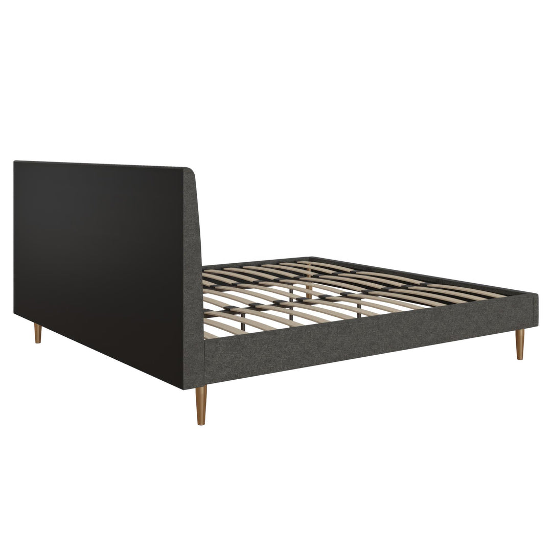 Daphne Velvet Upholstered Bed with Channel Tufted Headboard - Dark Gray - King