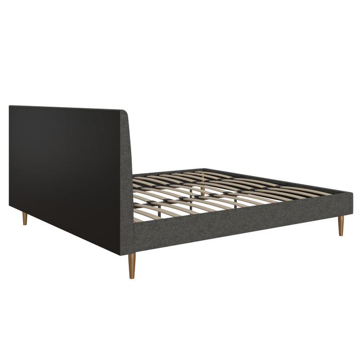 Daphne Velvet Upholstered Bed with Channel Tufted Headboard - Dark Gray - King