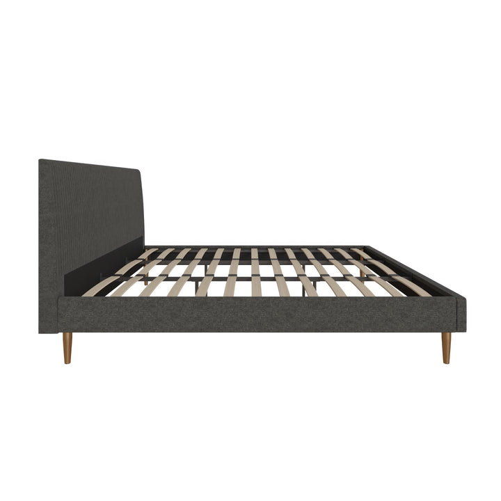 Daphne Velvet Upholstered Bed with Channel Tufted Headboard - Dark Gray - King