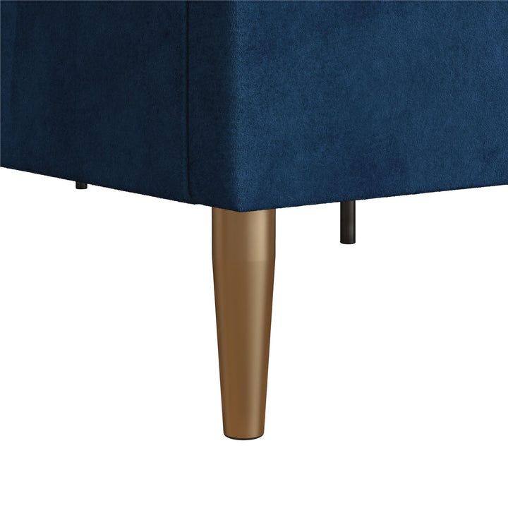 Daphne Velvet Upholstered Bed with Channel Tufted Headboard - Blue - King