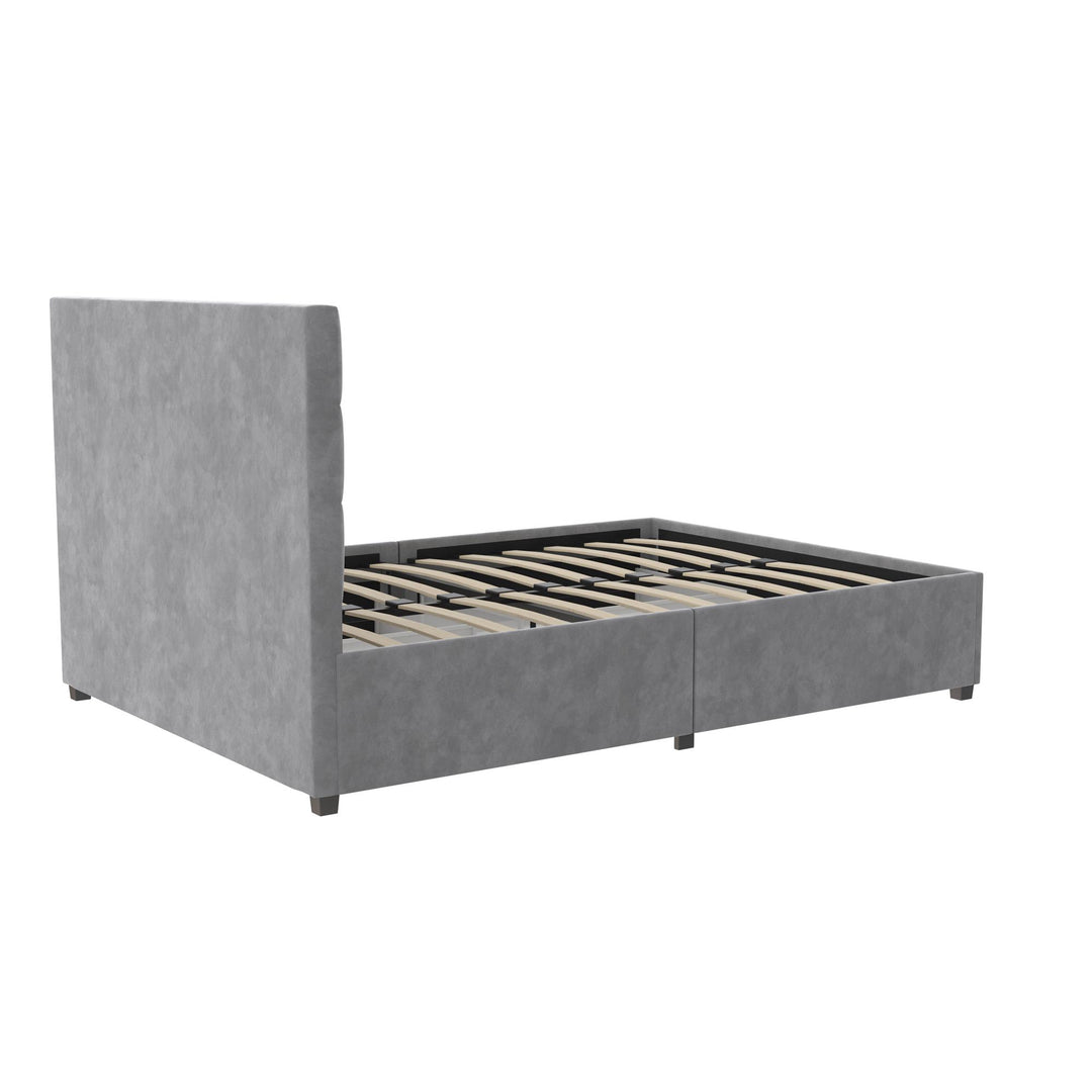 Serena Upholstered Bed with Drawers - Light Gray - Full