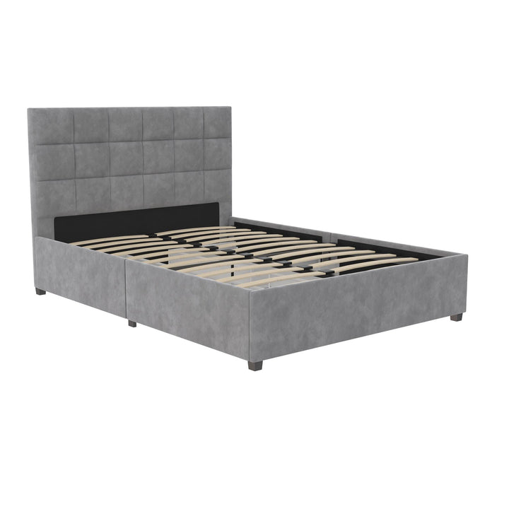 Serena Upholstered Bed with Drawers - Light Gray - Full