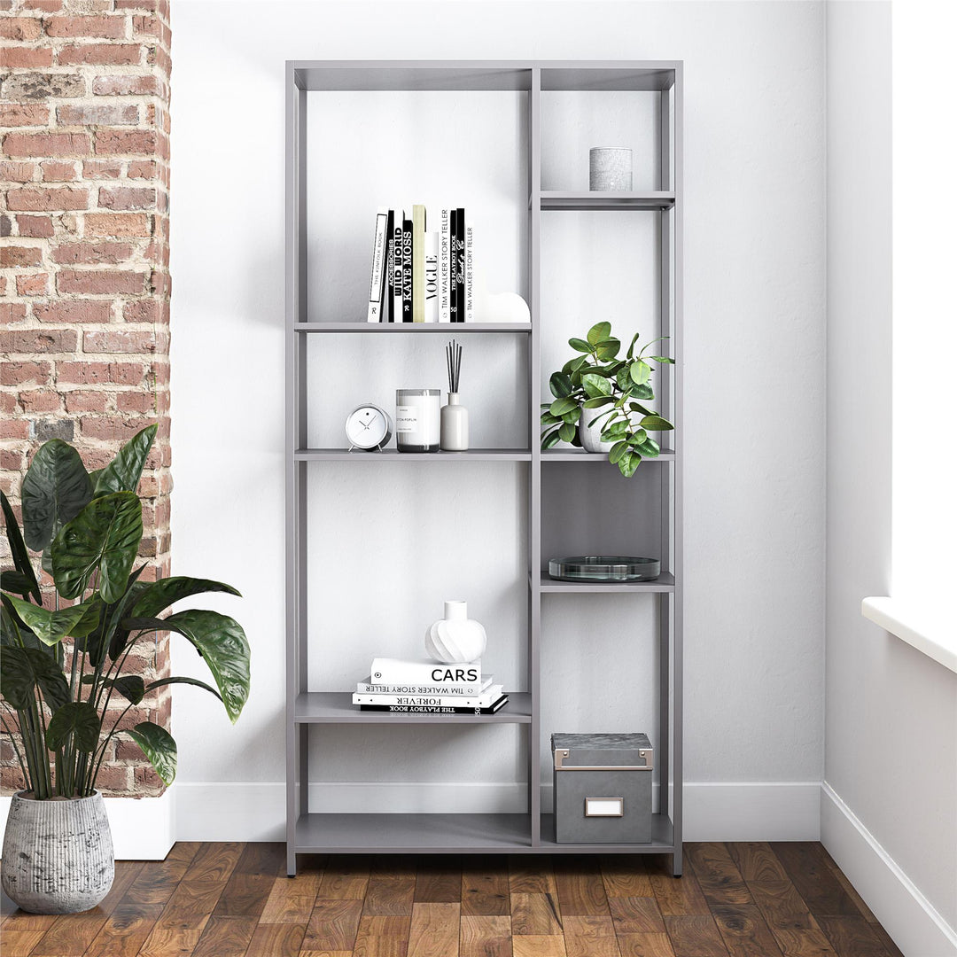 Shadwick Metal Bookcase with Six Variating-Sized Shelves - Graphite Grey