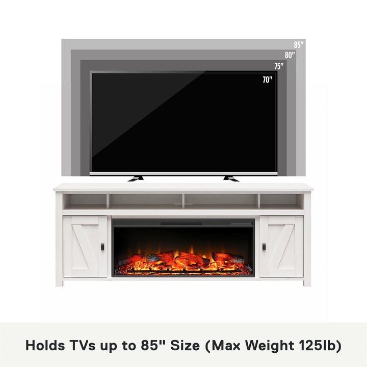 Farmington Electric Fireplace TV Console with Remote for TVs up to 85" - Ivory Oak