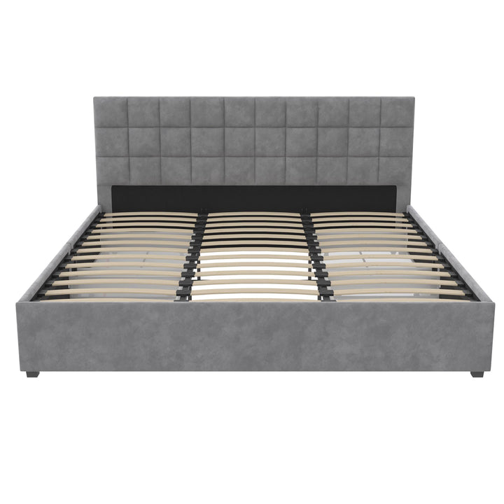 Serena Upholstered Bed with Drawers - Light Gray - King