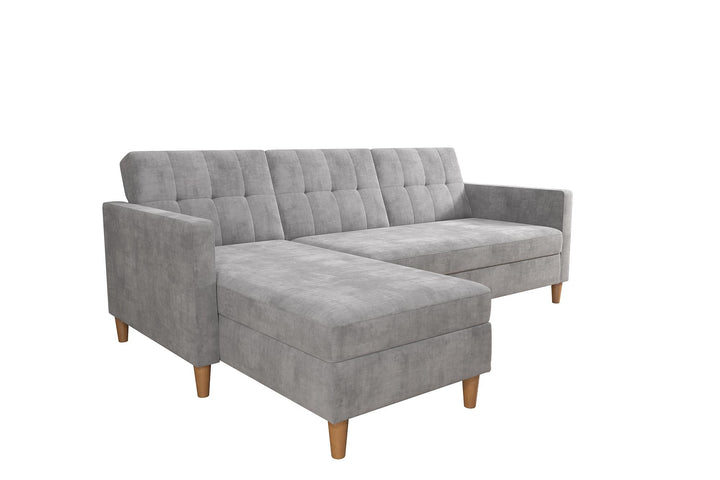 Hartford Reversible Sectional Futon with Storage Chaise - Light Gray