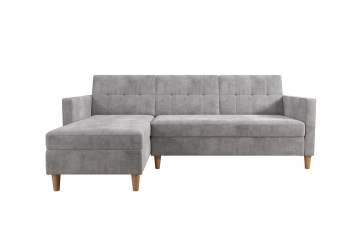 Hartford Reversible Sectional Futon with Storage Chaise - Light Gray