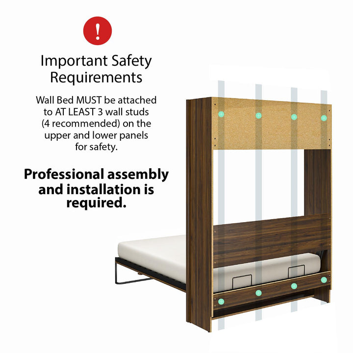 Impressions Queen Murphy Bed with Gallery Shelf & Touch Sensor LED Lighting - Natural