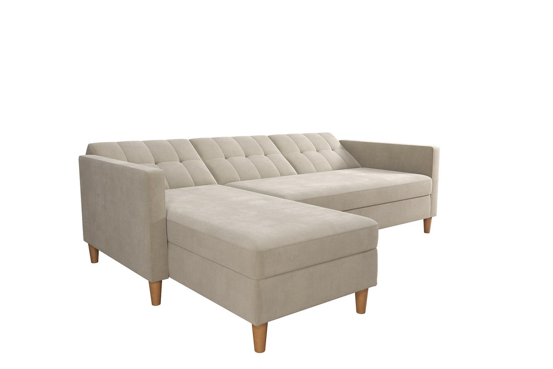 Hartford Reversible Sectional Futon with Storage Chaise - Tan