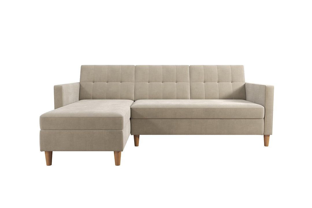 Hartford Reversible Sectional Futon with Storage Chaise - Tan