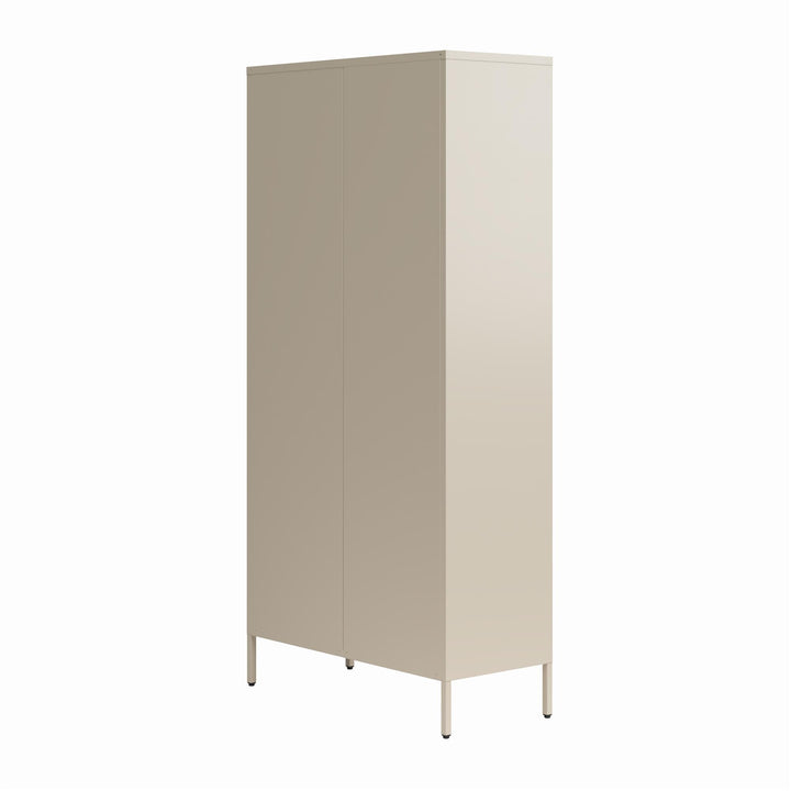 Channing Tall 2 Door Storage Cabinet-Mesh Metal Locker - Parchment