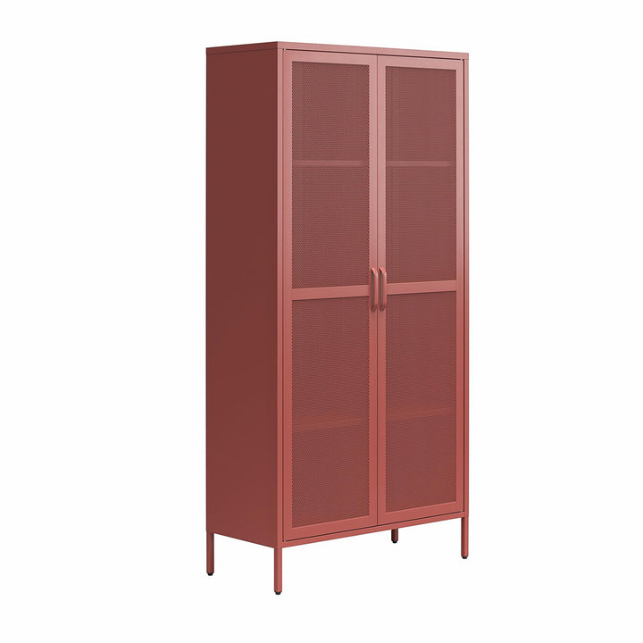 Channing Tall 2 Door Storage Cabinet-Mesh Metal Locker - Terracotta
