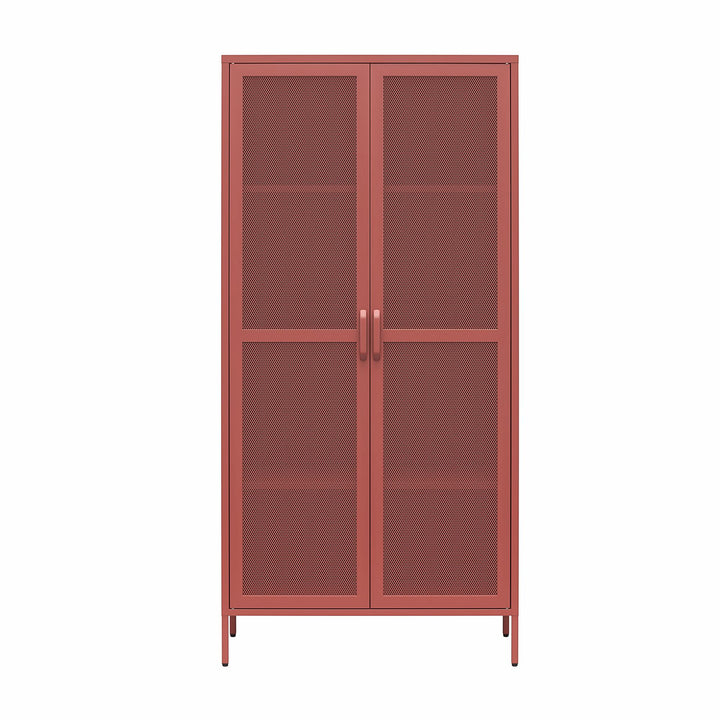 Channing Tall 2 Door Storage Cabinet-Mesh Metal Locker - Terracotta