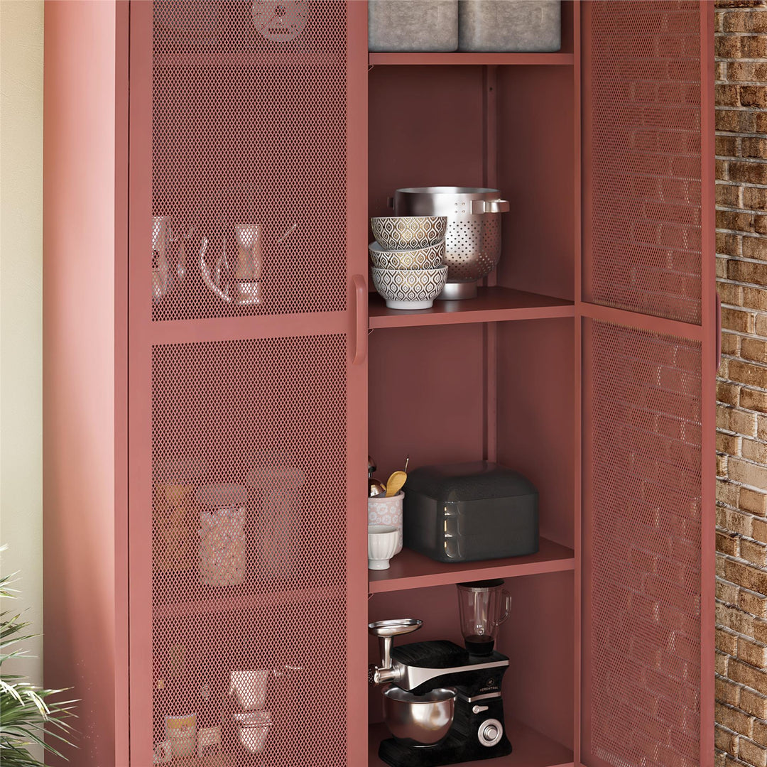 Channing Tall 2 Door Storage Cabinet-Mesh Metal Locker - Terracotta