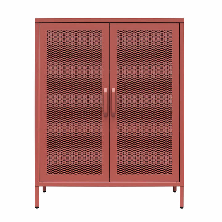 Channing 2 Door Accent Cabinet-Mesh Metal Locker - Terracotta