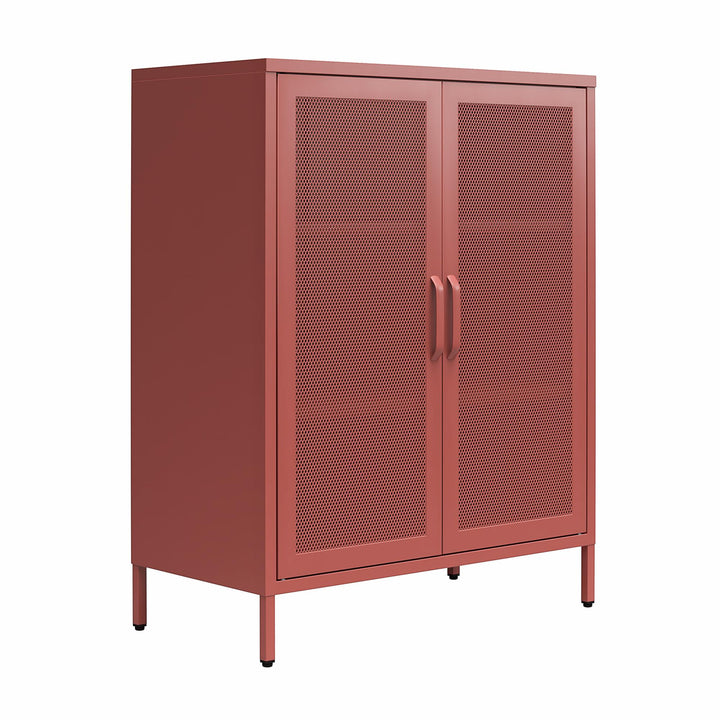 Channing 2 Door Accent Cabinet-Mesh Metal Locker - Terracotta