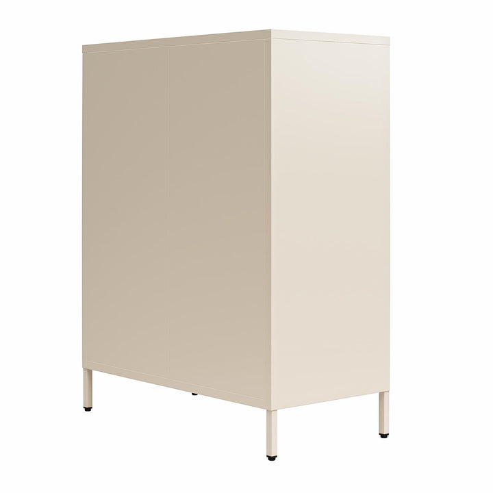 Channing 2 Door Accent Cabinet-Mesh Metal Locker - Parchment