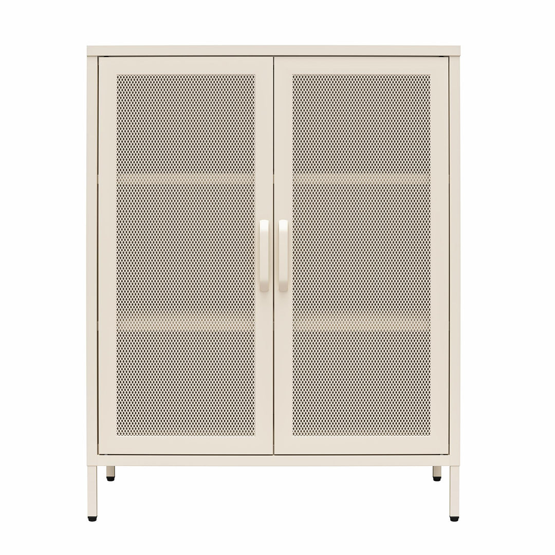 Channing 2 Door Accent Cabinet-Mesh Metal Locker - Parchment